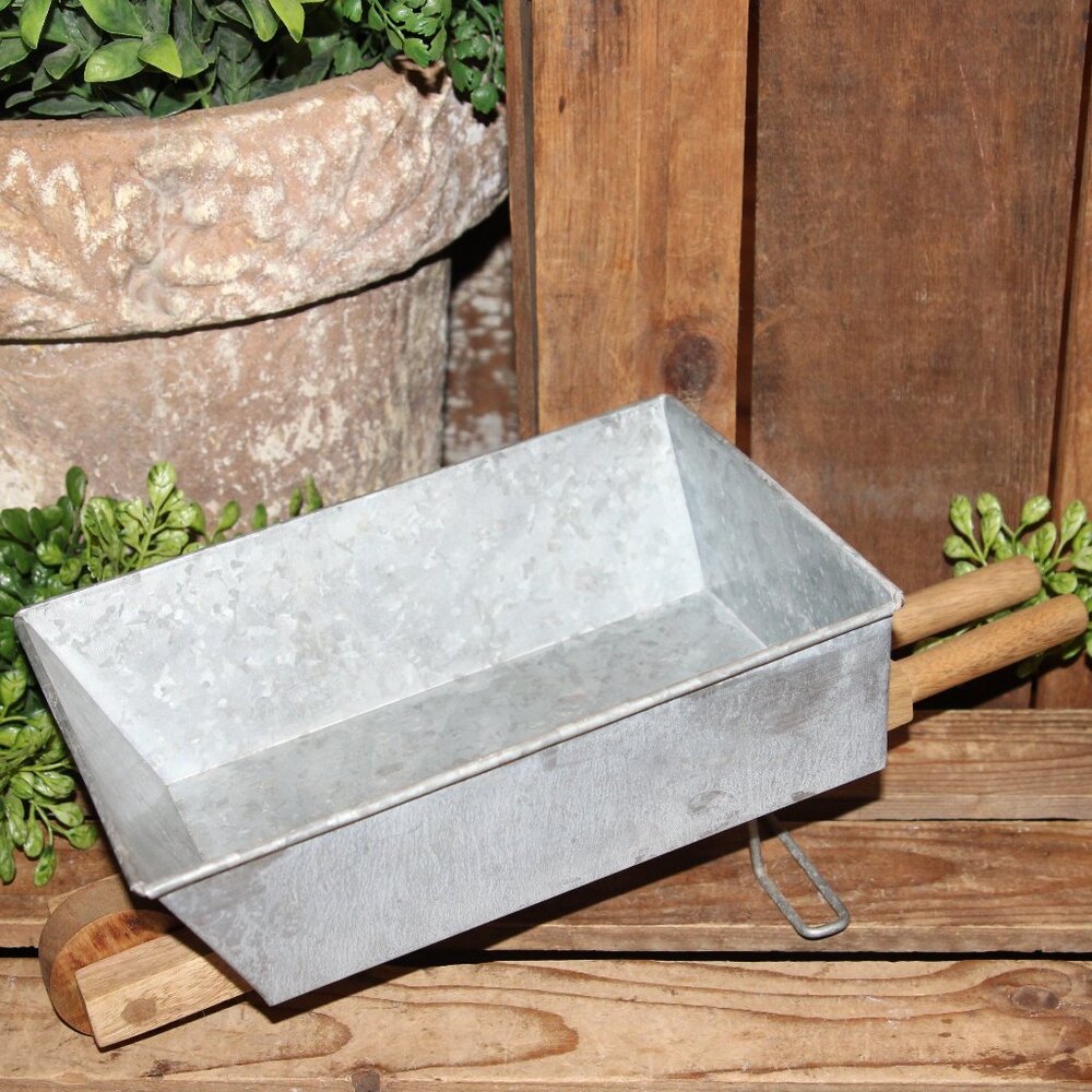 NEW Galvanized Metal & Wood Farmhouse Wheelbarrow Planter Box